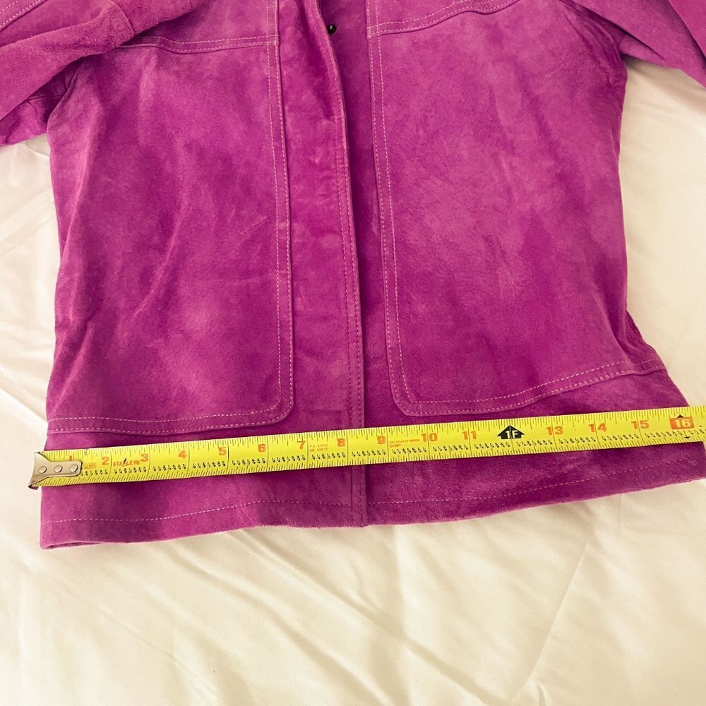 VTG Marshall Fields Women's Suede Moto Jacket Magenta Extra Small - Picture 8 of 12